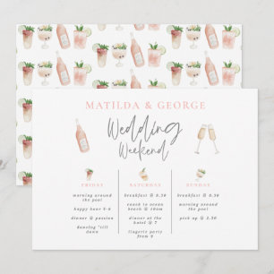 Carte Aquarelle boissons mariage week-end itinéraire mod