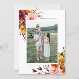 Carte Aquarelle Bon thanksgiving Fleurs d'automne