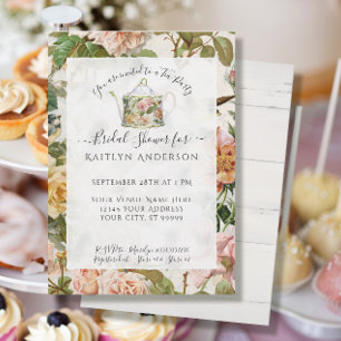 Carte Aquarelle botanique Pink Floral Tea Party