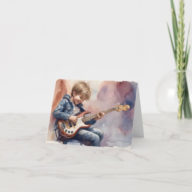 Carte Aquarelle Boy Bass Illustration Blank (Devant)