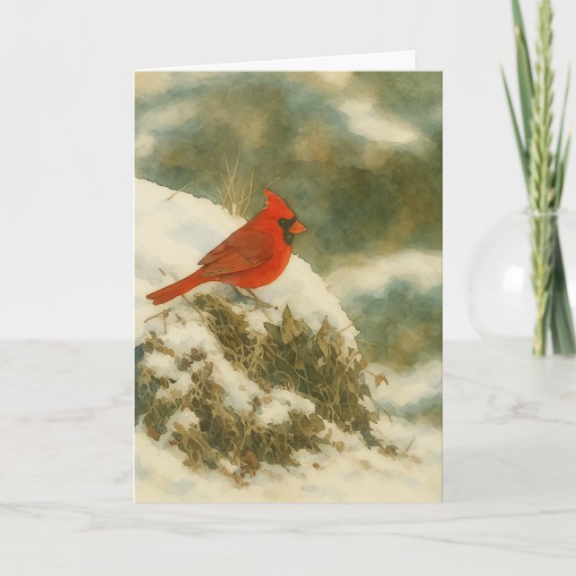 Carte Aquarelle cardinale d'hiver_1 (Devant)