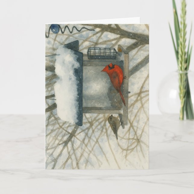 Carte Aquarelle cardinale d'hiver_2 (Devant)