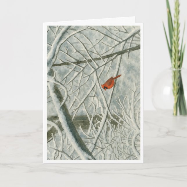 Carte Aquarelle cardinale d'hiver_3 (Devant)