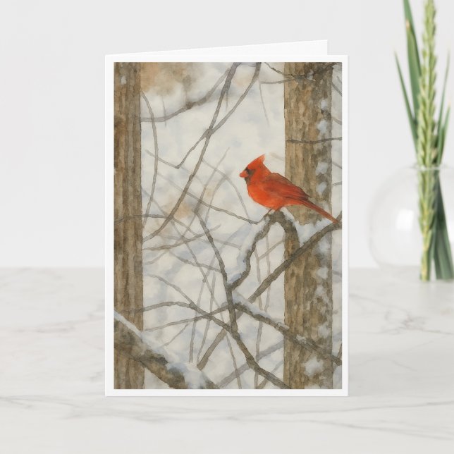 Carte Aquarelle cardinale d'hiver_4 (Devant)
