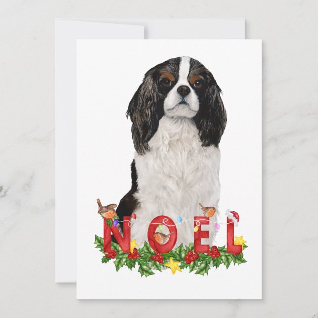 Carte Aquarelle Cavalier King Charles Noel Noël (Devant)