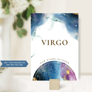 Carte aquarelle céleste numéro de table Vierge