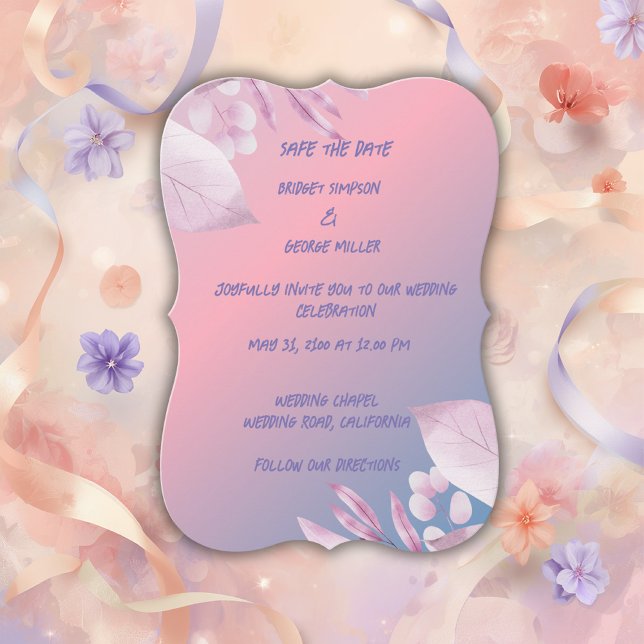 Carte aquarelle cerisier fleur sécurité mariage date (Créateur téléchargé)