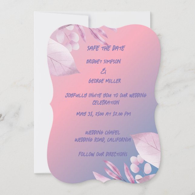 Carte aquarelle cerisier fleur sécurité mariage date (Devant)