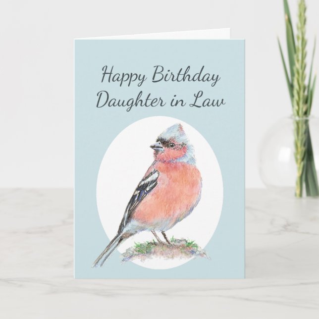 Carte Aquarelle Chaffinch mignonne Fille d'anniversaire  (Devant)