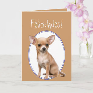 Carte Aquarelle Chihuahua, Felicidades ! Anniversaire pe