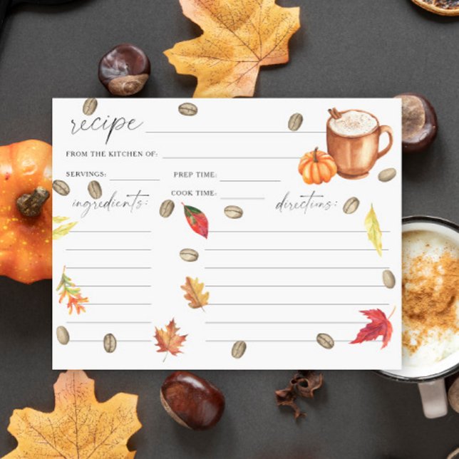 Carte Aquarelle citrouille café nuptiale recette de douc (Créateur téléchargé)
