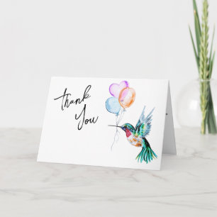 Carte Aquarelle Colibri et Merci de ballons