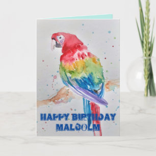 Carte Aquarelle couleur de perroquet macaw Hommes Annive