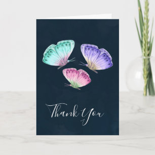 Carte Aquarelle couleur mignonne Papillons Merci