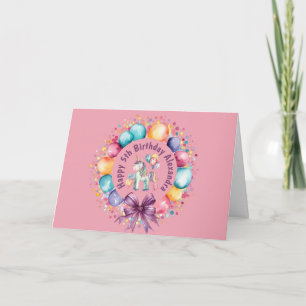 Carte Aquarelle couleur mignonne Unicorn Anniversaire