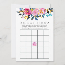 Carte Aquarelle couleur tendance Floral Bridal Bingo