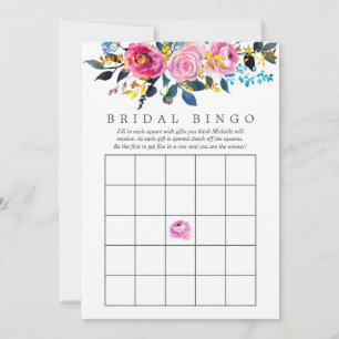 Carte Aquarelle couleur tendance Floral Bridal Bingo