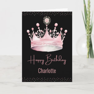 Carte Aquarelle Couronne rose Anniversaire