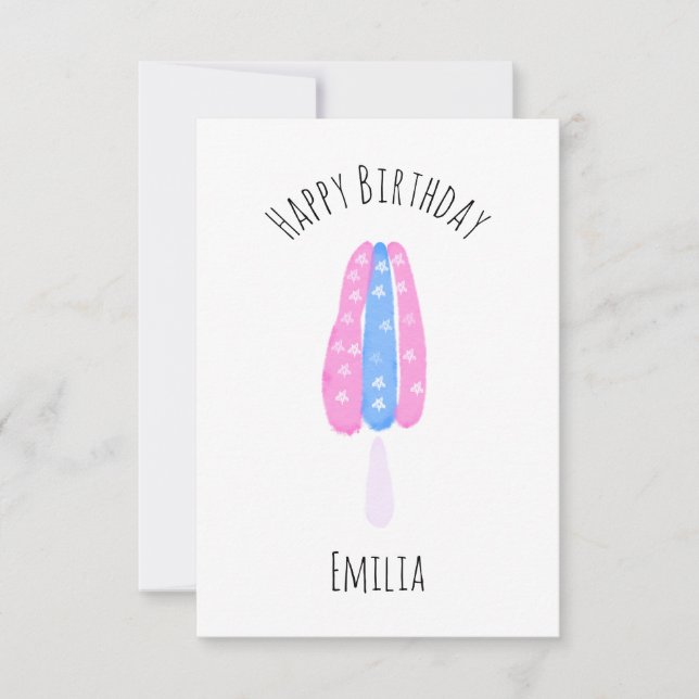 Carte Aquarelle crème glacée Pop 4 juillet Anniversaire (Devant)