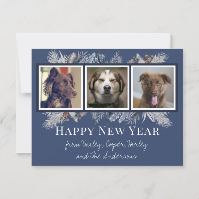Carte Aquarelle customisée Hiver Thème Pet Photo (Devant)