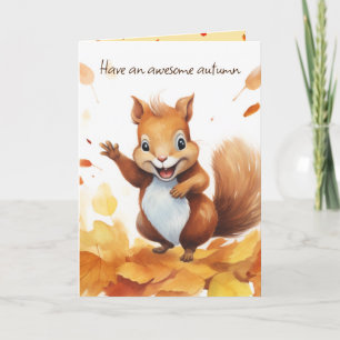 Carte Aquarelle Cute Écureuil d'automne