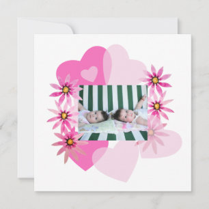 Carte Aquarelle Daisies Coeurs roses Photo Twins
