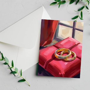 Carte aquarelle d'anneaux de mariage en or