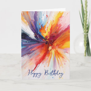Carte Aquarelle d'anniversaire Abstraite