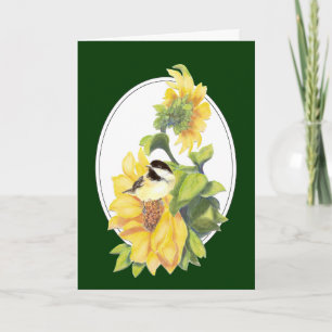Carte Aquarelle d'anniversaire Bickadet tournesol