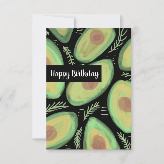 Carte Aquarelle d'anniversaire joyeuse Avocados (Devant)
