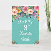 Aquarelle de 8e anniversaire Fleurs florales Turqu