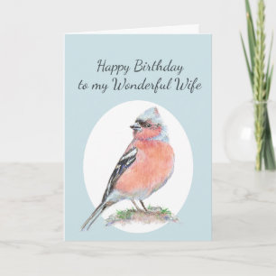 Carte Aquarelle de Chaffinch mignon Anniversaire Merveil
