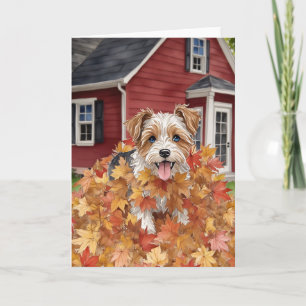 Carte Aquarelle de chien agricole automne