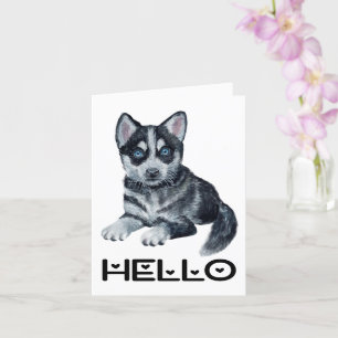 Carte Aquarelle de Chien Chien Chien Mignonne Sibérien H