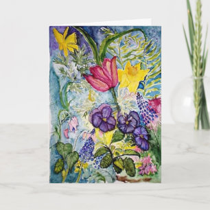 Carte Aquarelle de fleur de ressort de sympathie