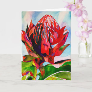Carte Aquarelle de fleurs indigènes de Waratah