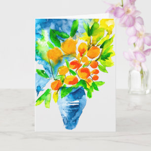 Carte Aquarelle de fruits d'art kumquat orange