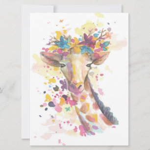 Carte Aquarelle de Giraffe colorée   Cadeau parfait