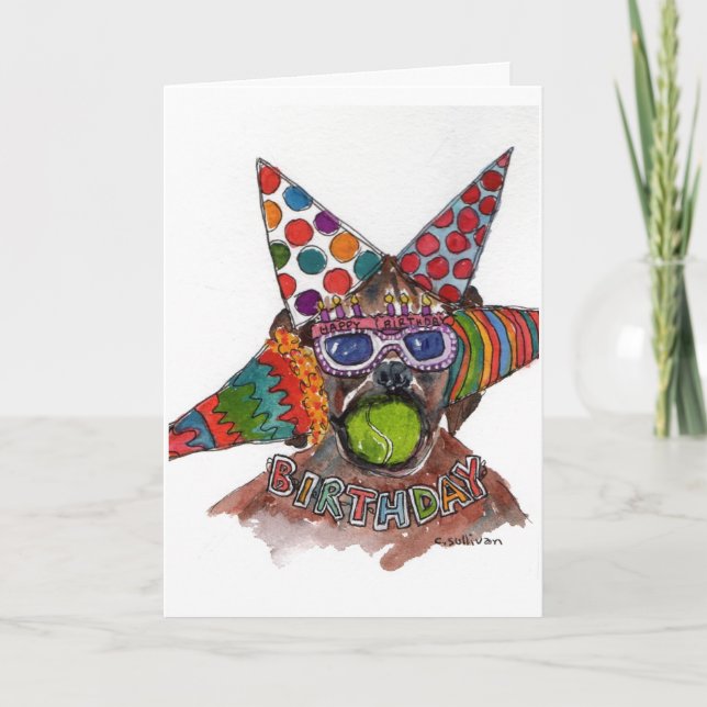 Carte aquarelle de la boîte d'anniversaire surdécorée (Devant)