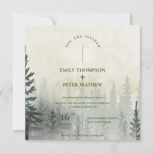 Carte Aquarelle de la forêt de Misty Arbres Mariage roma