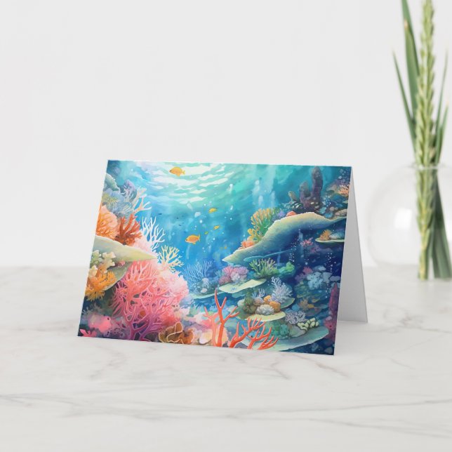 Carte Aquarelle de la Grande Barrière de Corail Annivers (Devant)
