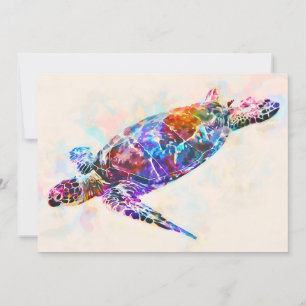 Carte Aquarelle de la tortue de mer d'Hawaï