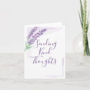 Carte Aquarelle de lavande envoyant des pensées