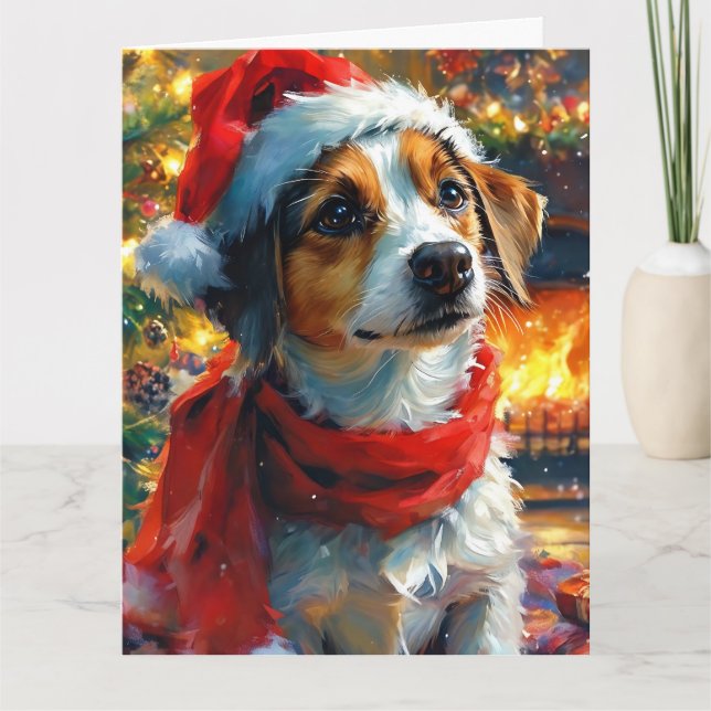 Carte Aquarelle de Noël rêvée de Beagle Chiot (Devant)