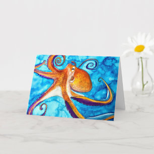 Carte Aquarelle de poulpe sous l'art marin