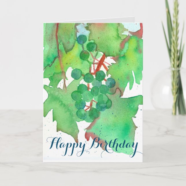 Carte Aquarelle de raisins Fruit d'Aquarelle Joyeux anni (Devant)