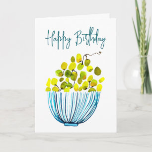 Carte Aquarelle de raisins fruits mignons