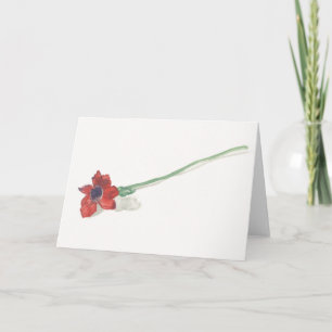 Carte Aquarelle de ranunculus rouge