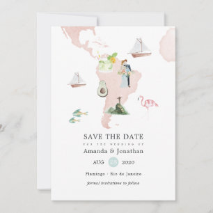 Carte aquarelle de Rio pour mariage de destination