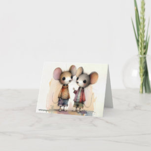 Carte Aquarelle de souris portant des vêtements